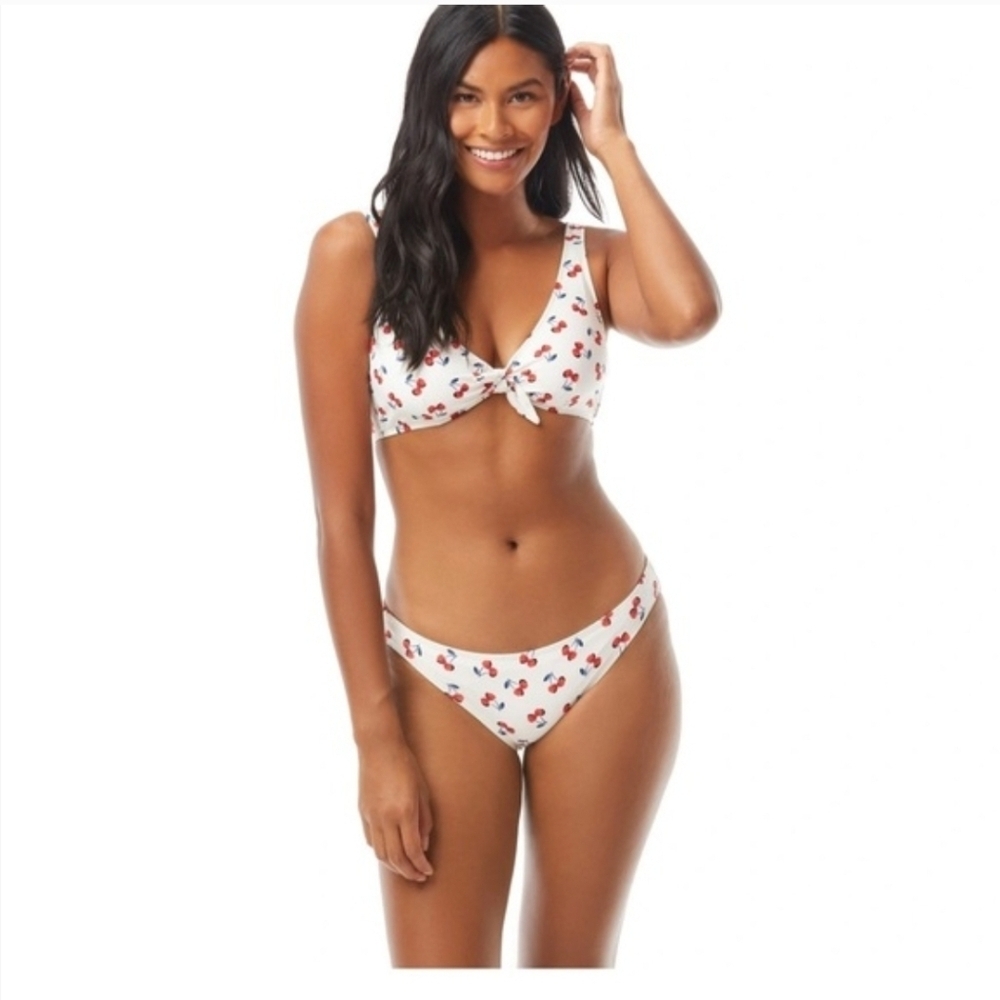 Kate Spade White Cherry Print Bikini Top And Bottom
